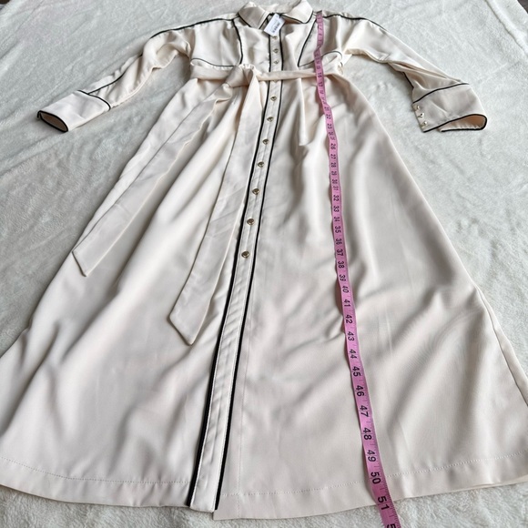 Karen Millen NWT Petite Contrast Twill Ivory Woven Midaxi Dress Petite M (10) - Picture 4 of 9